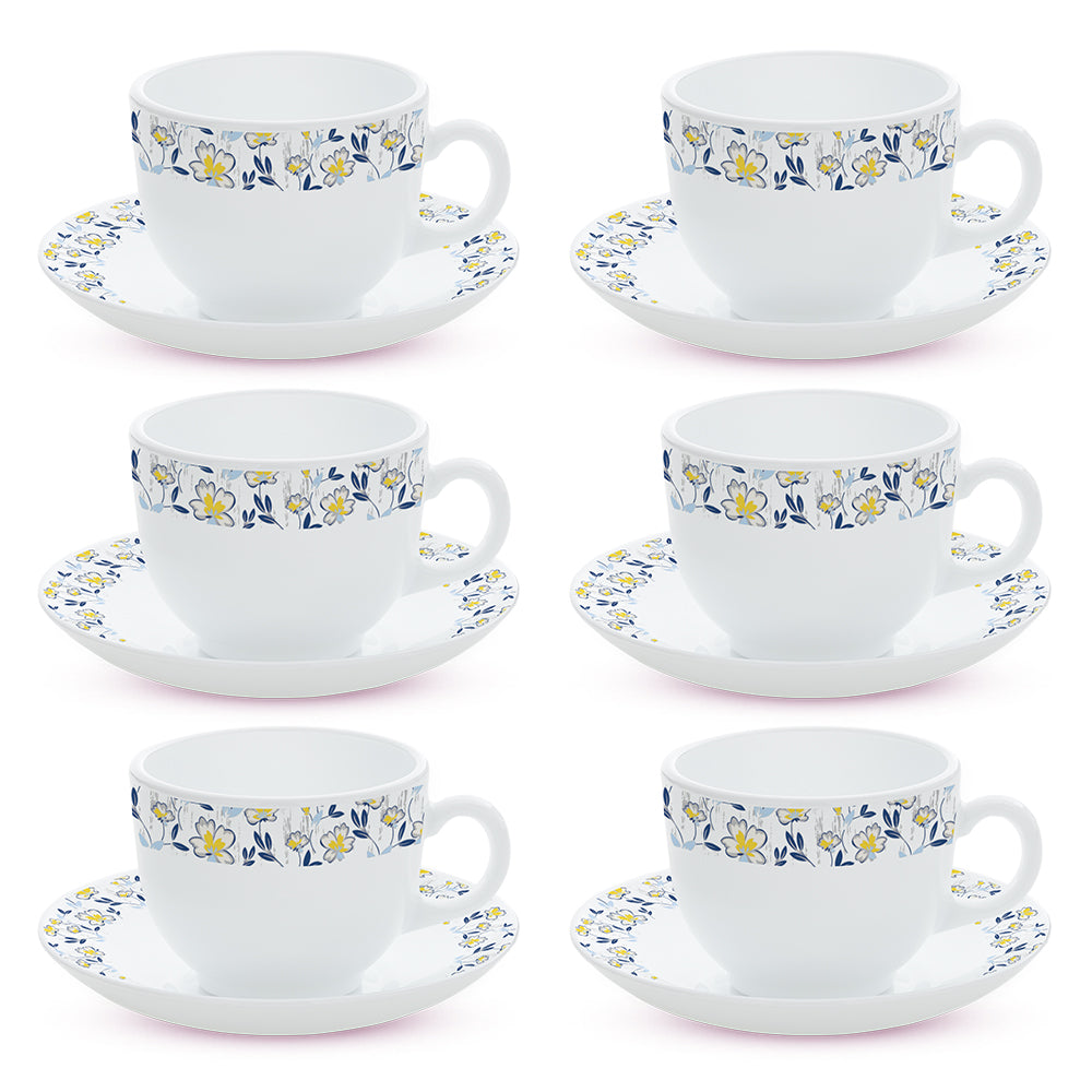 Borosil Larah Amara Cup n Saucer Set of 12, 220ml Blue