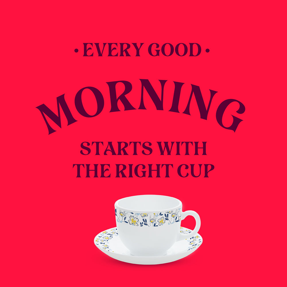 Borosil Larah Amara Cup n Saucer Set of 12, 220ml Blue