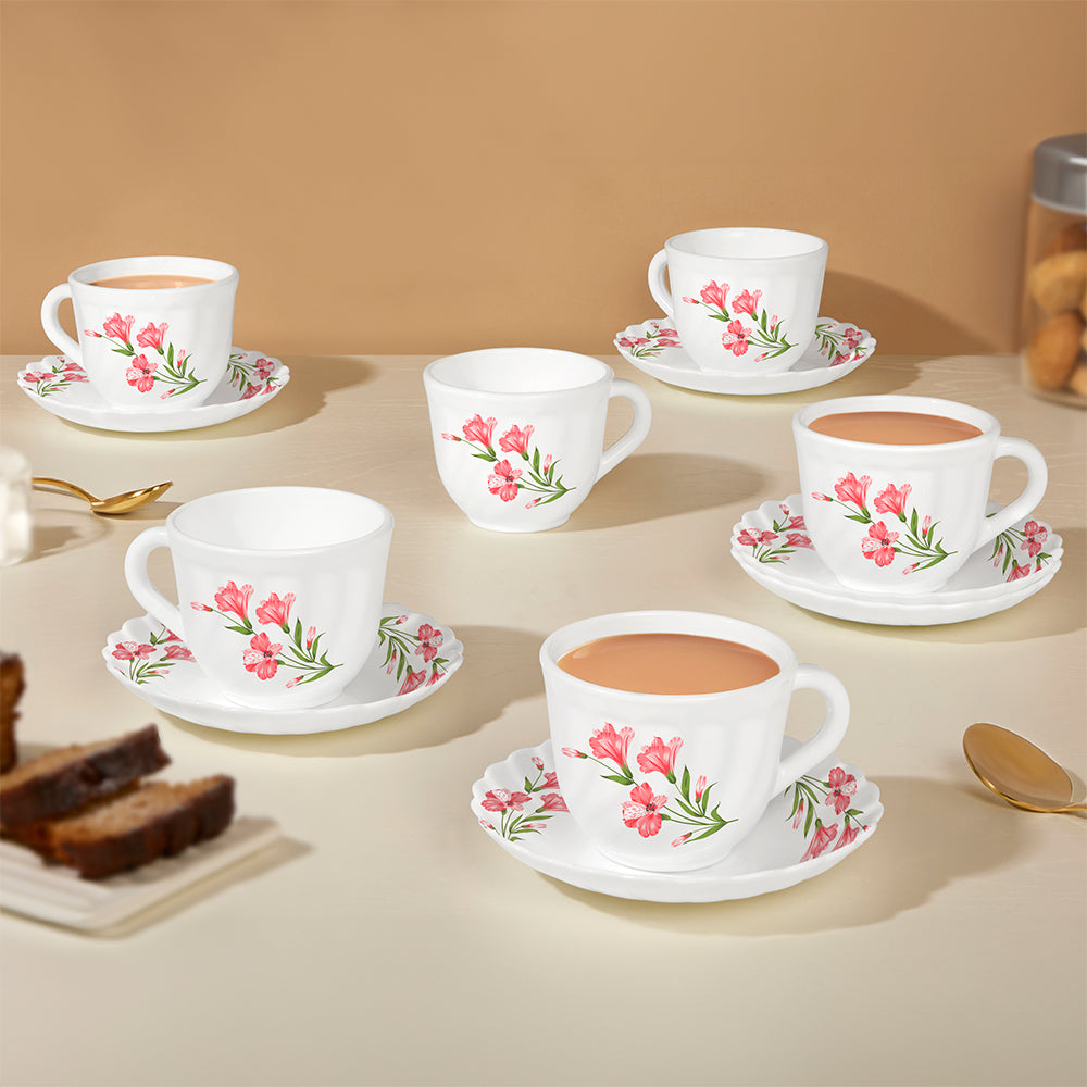 Borosil Larah Marina Peach Cup n Saucer Set