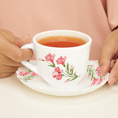 Borosil Larah Marina Peach Cup n Saucer Set