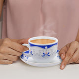 Borosil Larah Royal Blue Cup n Saucer Set, 220ml x 12