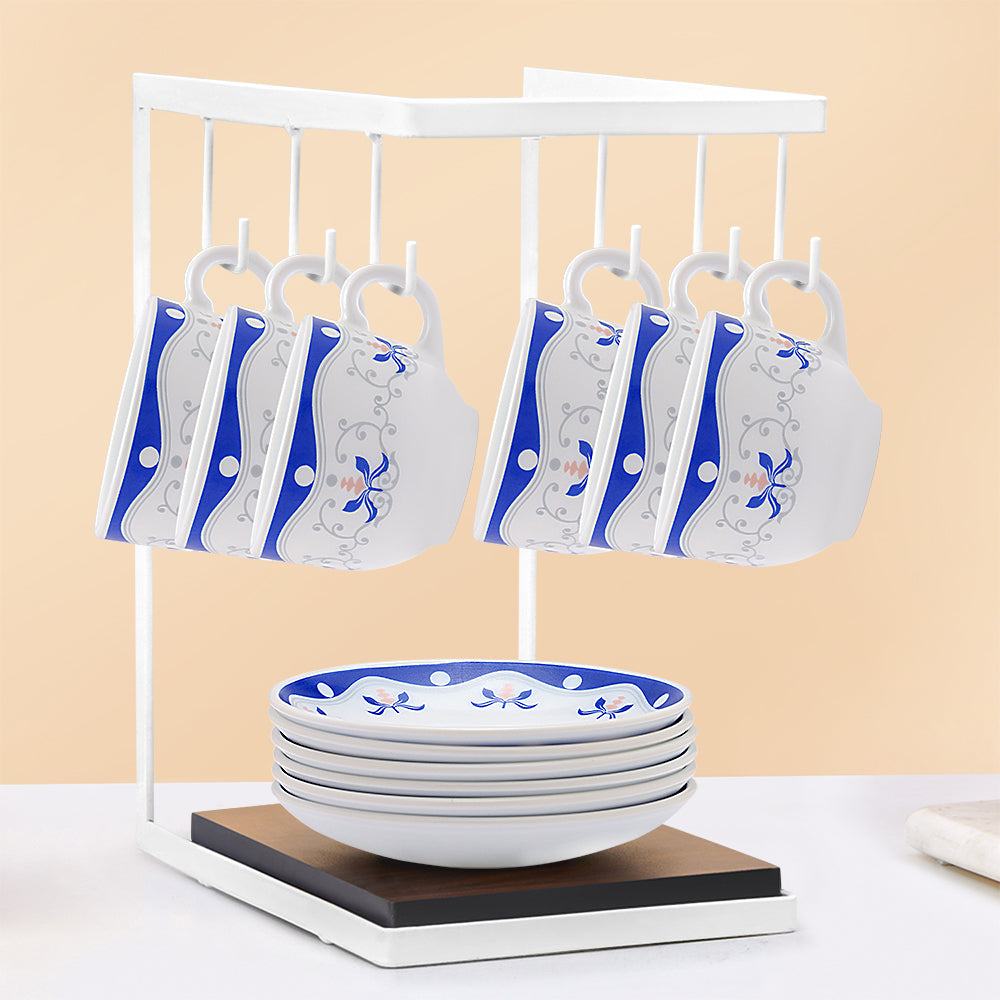 Borosil Larah Royal Blue Cup n Saucer Set, 220ml x 12