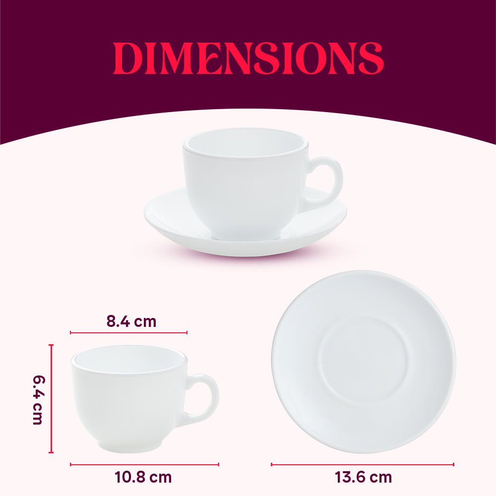 Borosil Larah Sundrop Cup n Saucer Set of 12 220ml, Blue