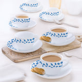 Borosil Larah Blue Leaves Cup n Saucer Set
