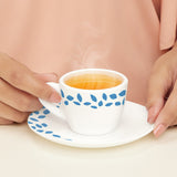 Borosil Larah Blue Leaves Cup n Saucer Set