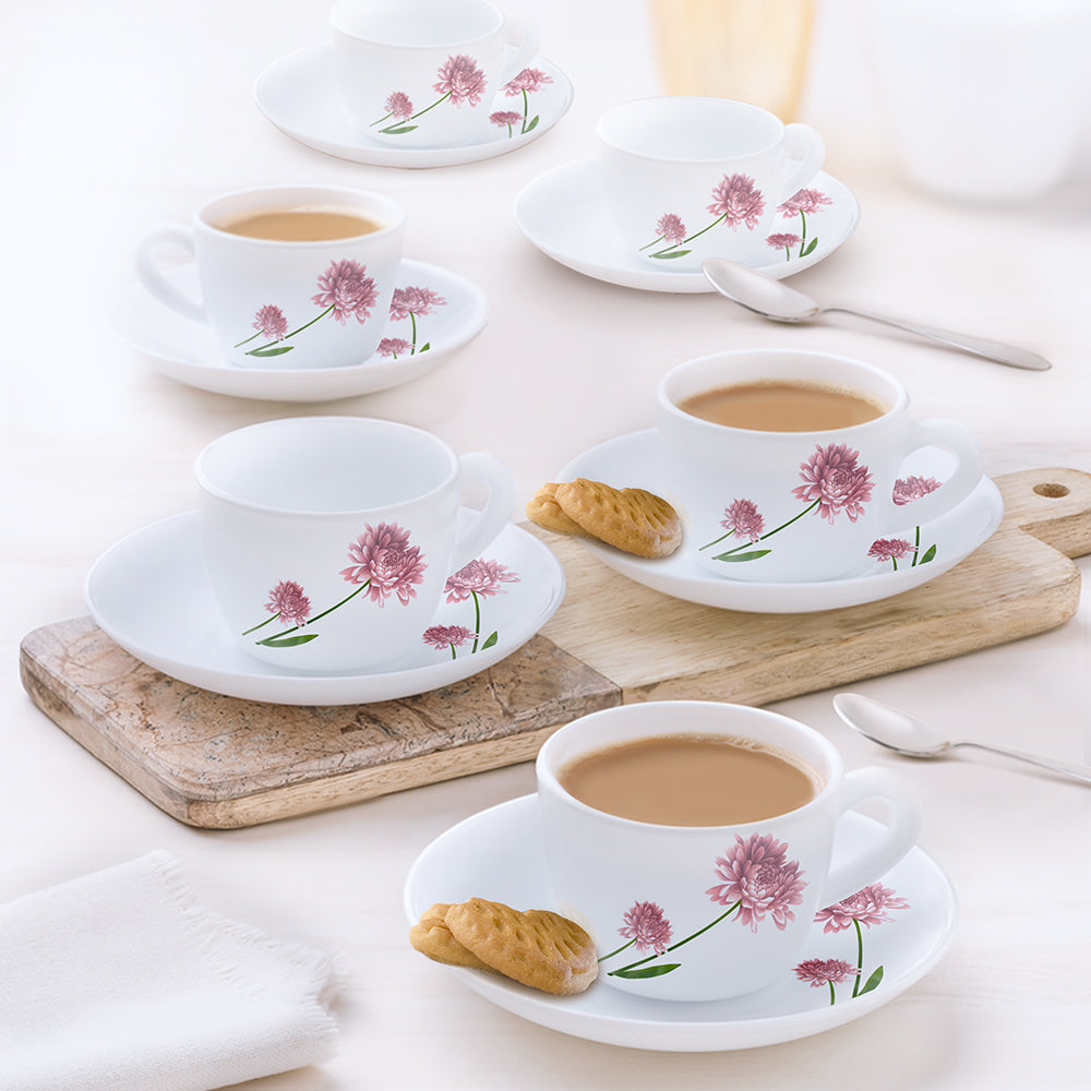 Borosil Larah Nargis Cup n Saucer Set of 12, 90ml