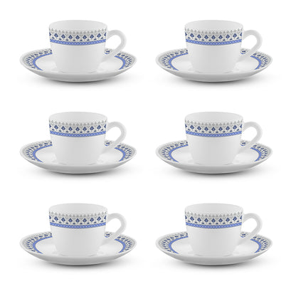 Borosil Larah Ocean Cup n Saucers Set