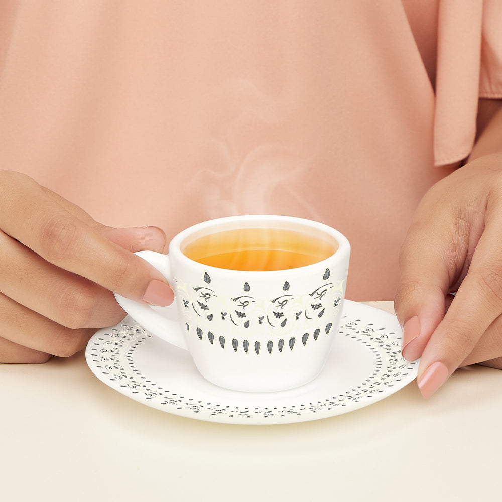 Borosil Larah Ora Gold Cup n Saucer Set of 12, 140ml