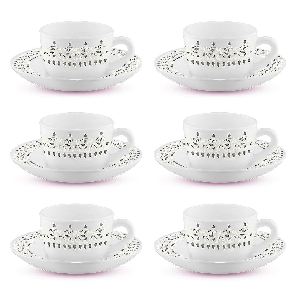 Borosil Larah Ora Gold Cup n Saucer Set of 12, 140ml