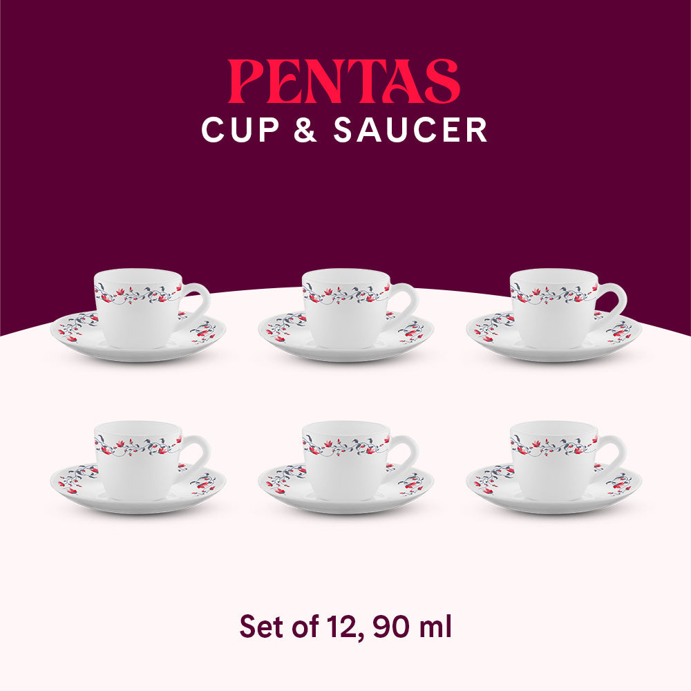 Borosil Larah Opalware Pentas Cup n Saucer