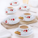 Borosil Larah Carnation Cup n Saucer Set, Red