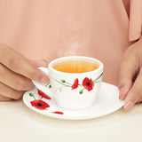 Borosil Larah Carnation Cup n Saucer Set, Red