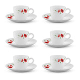 Borosil Larah Carnation Cup n Saucer Set, Red