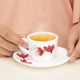Borosil Larah Ruby Cup n Saucer Set of 12, 90ml