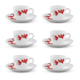Borosil Larah Ruby Cup n Saucer Set of 12, 90ml