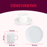 Borosil Larah Red Carnation Mug n Saucer,  Set of 12, 100ml