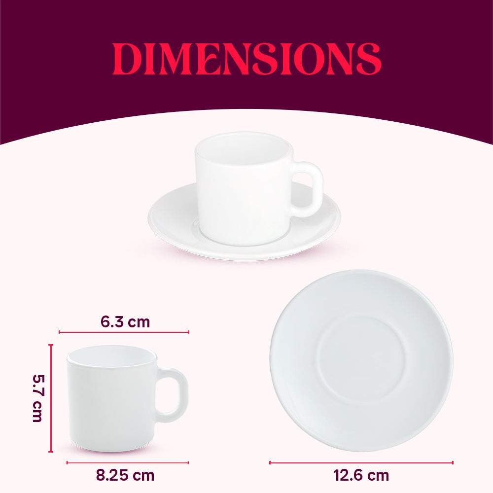Borosil Larah Red Lily Mug n Saucer, Set of 12, 100ml