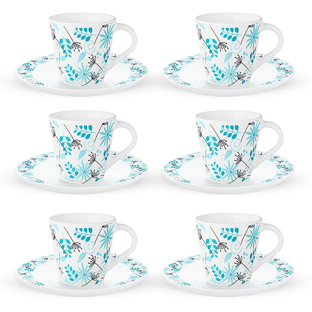Borosil Larah Stardust Mug n Saucer, Set of 12, 110ml