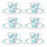 Borosil Larah Stardust Mug n Saucer, Set of 12, 110ml