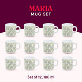 Borosil Larah Maria Mug Set of 12, 180ml