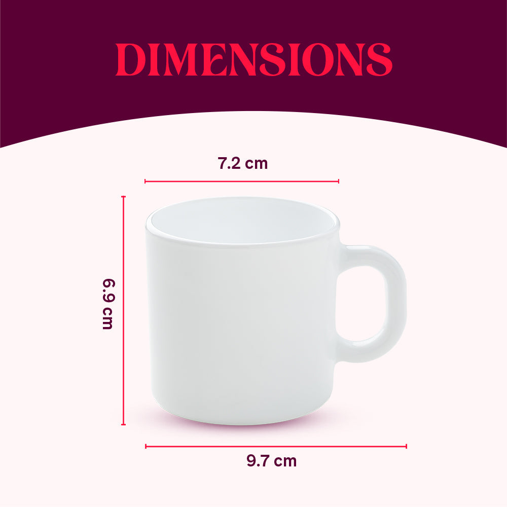Borosil Larah Maria Mug Set of 12, 180ml