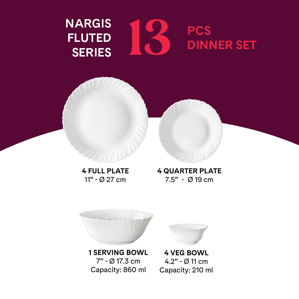 Borosil Larah Nargis Dinner Set, 13 pc