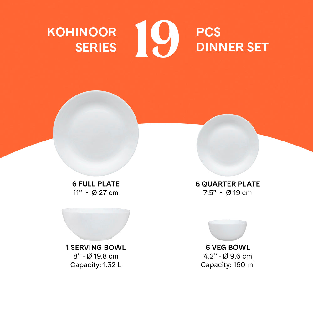 Borosil Larah Vatika Dinner Set, 19 pc