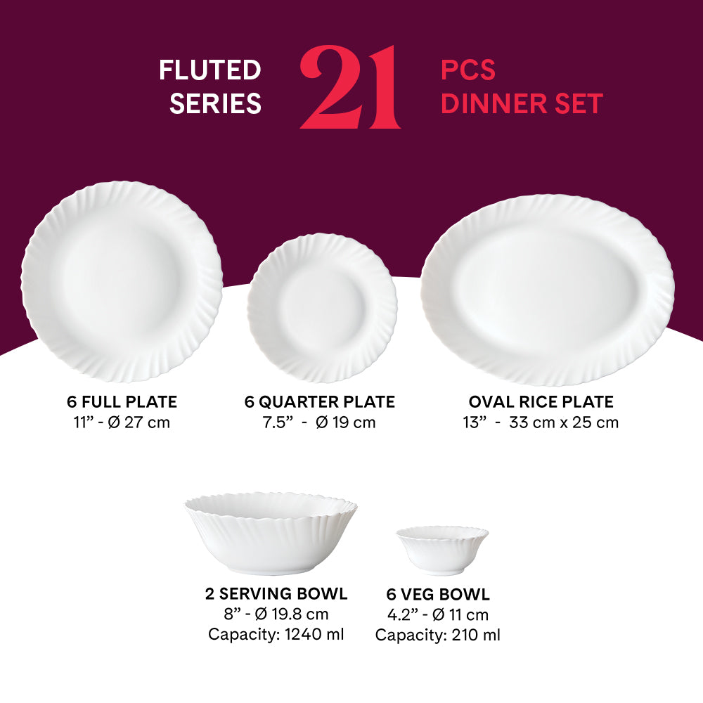Borosil Larah Emilye Dinner Set 21 pc