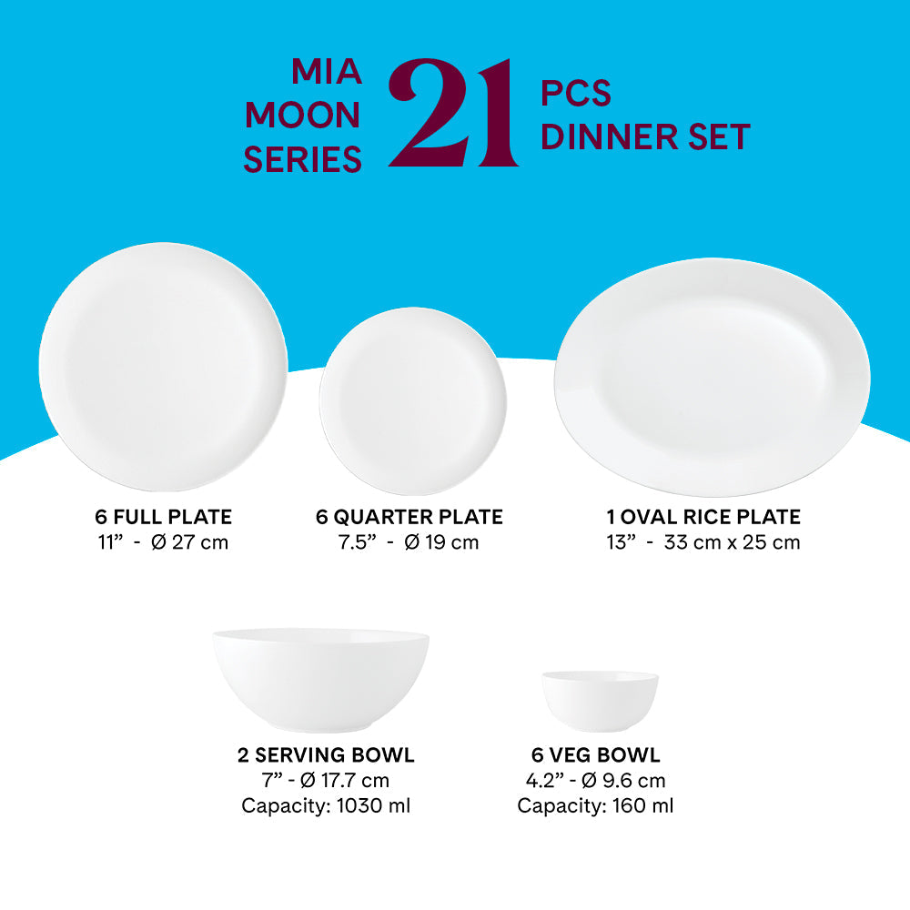 Borosil Larah Mia Dinner Set, 21 pc