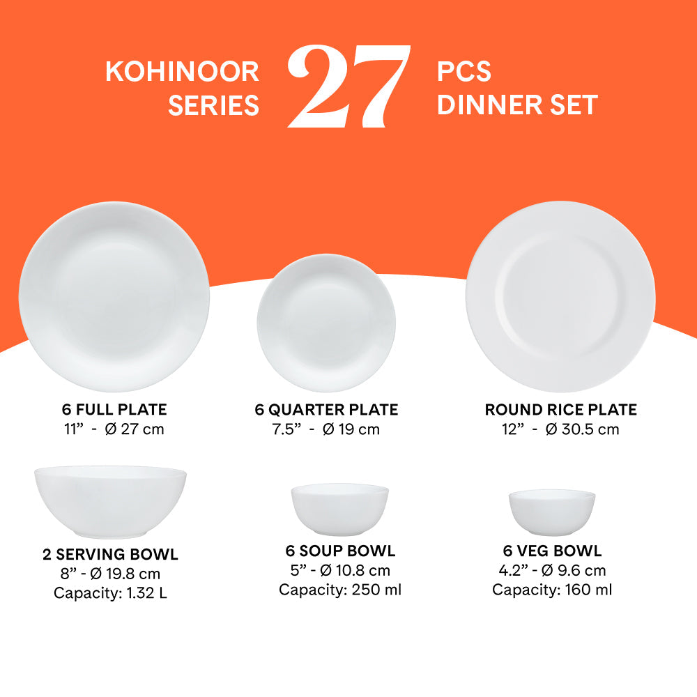 Borosil Larah Cycladia Dinner Set 27 pc
