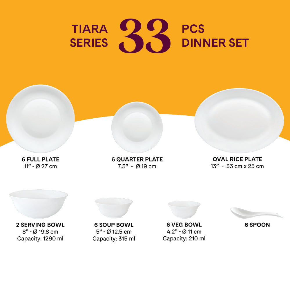 Borosil Larah Amara Blue Dinner Set 33 pc