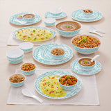 Borosil Larah Opalware Blue Nova Dinner 33 pc Set: Serves 6
