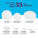 Borosil Larah Milky Way Dinner Set, 33 pc
