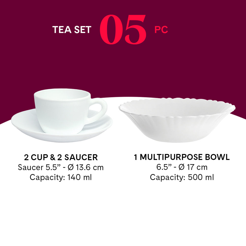 Borosil Larah Green Herbs Tea Set of 5