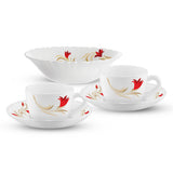 Borosil Larah Lily Tea Set of 5, Red