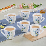 Borosil Larah Viola Blue Cup Set  of 6, 160ml