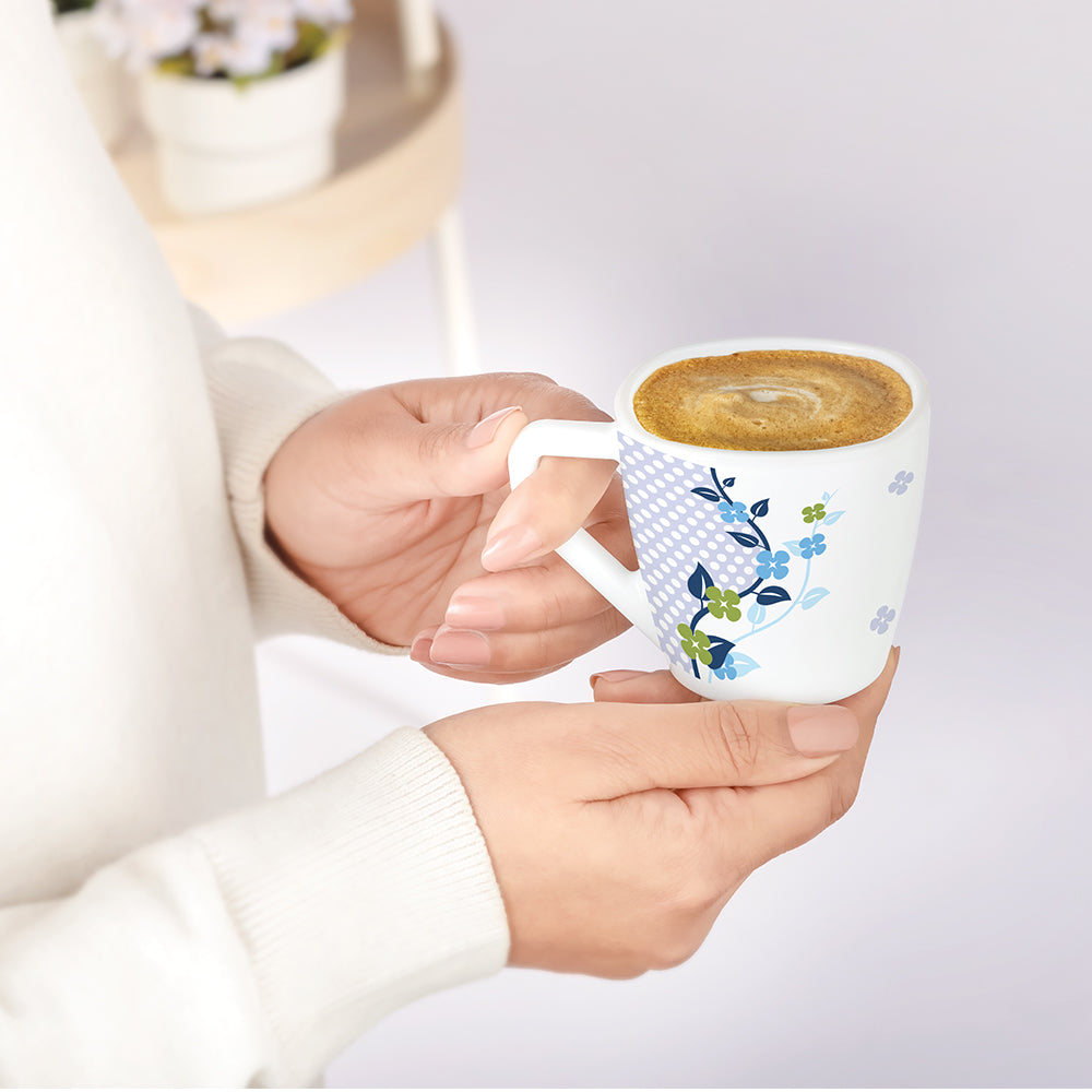 Borosil Larah Viola Blue Cup Set  of 6, 160ml