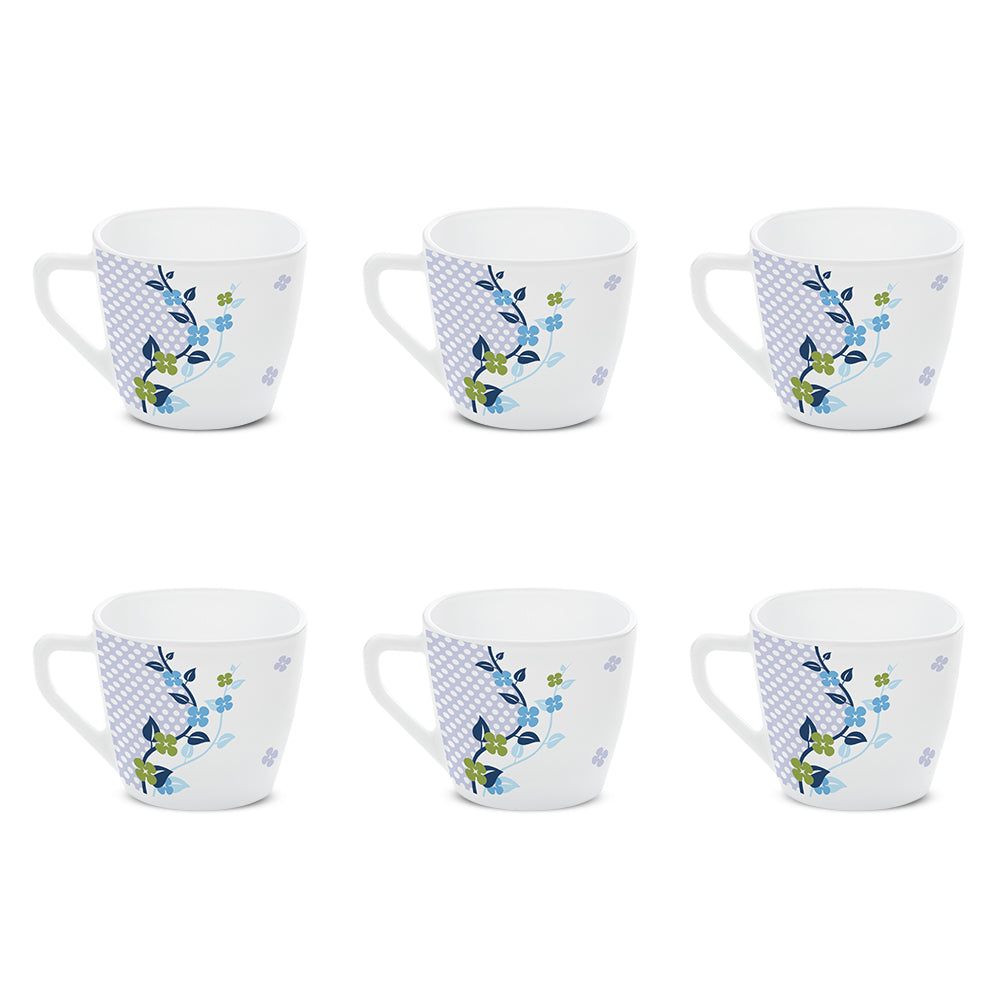 Borosil Larah Viola Blue Cup Set  of 6, 160ml