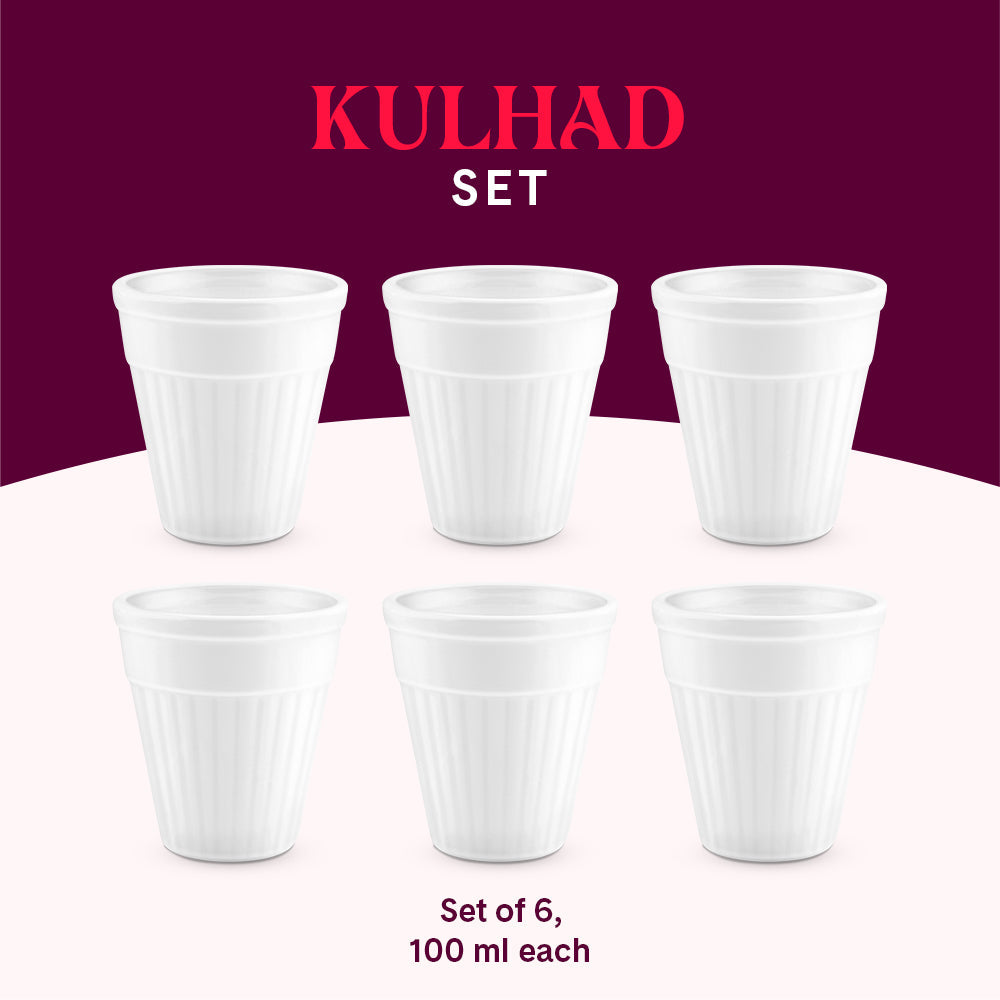 Borosil Larah Kulhad Set, White