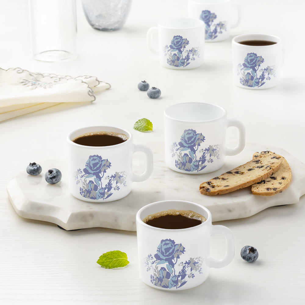 Borosil Larah Blue Cascade Mug Set of 6, 100ml
