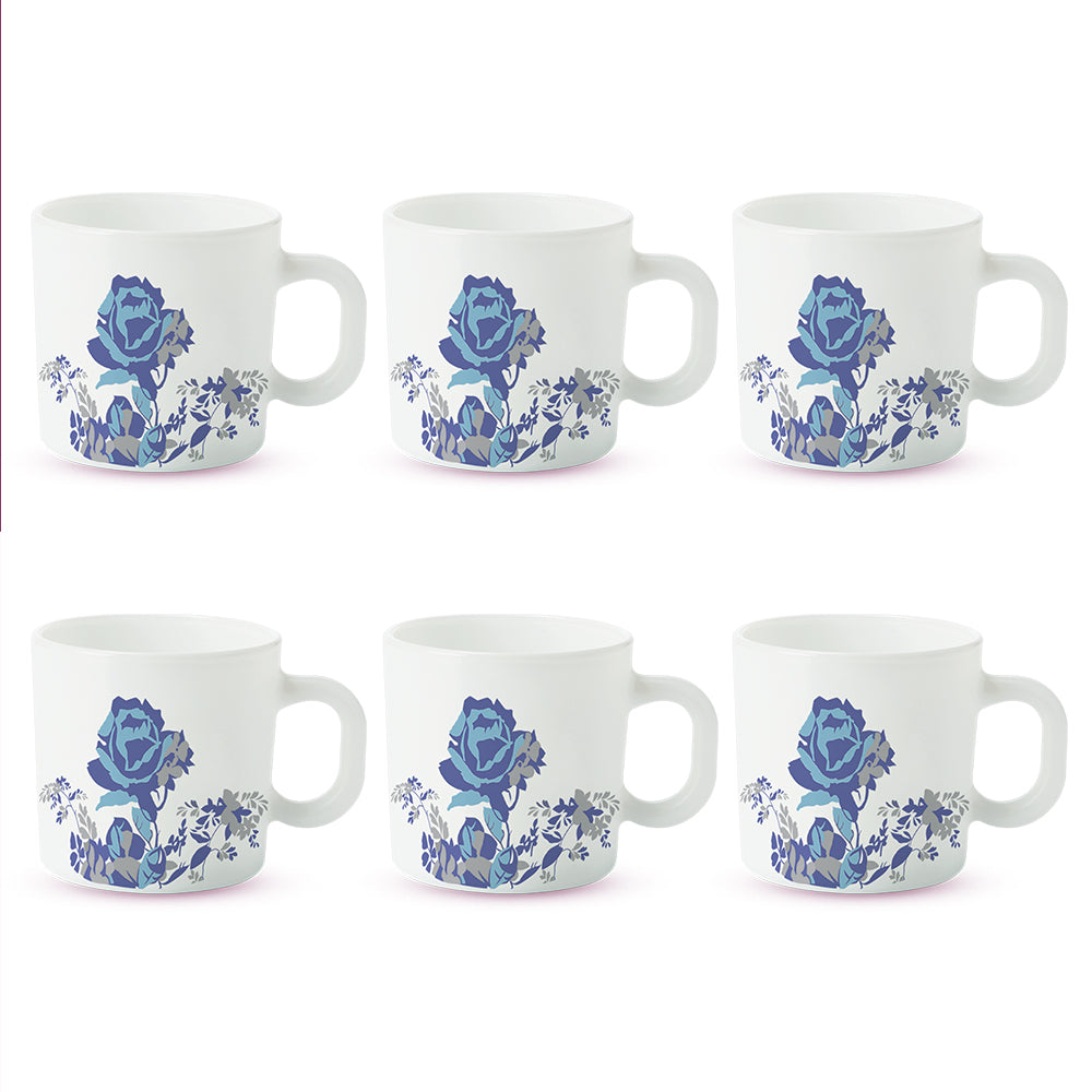 Borosil Larah Blue Cascade Mug Set of 6, 100ml