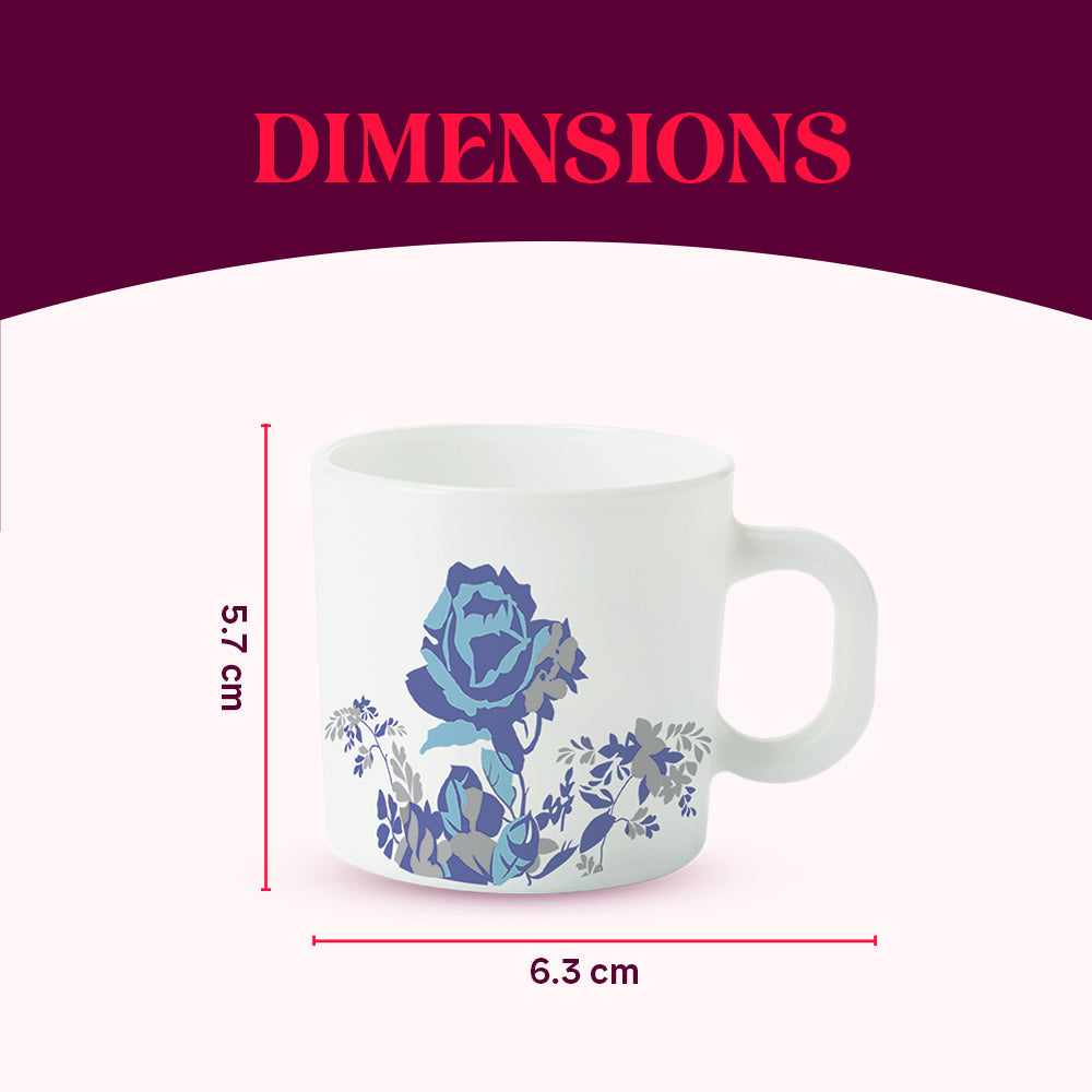 Borosil Larah Blue Cascade Mug Set of 6, 100ml