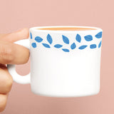 Borosil Larah Blue Leaves Mug, Set of 6, 100ml