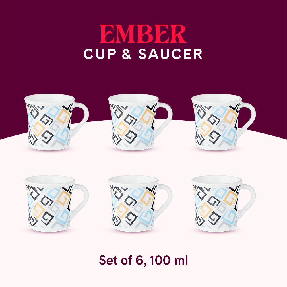 Borosil Larah Crysta Ember Mug, Set of 6, 100ml