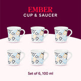 Borosil Larah Crysta Ember Mug, Set of 6, 100ml