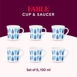 Borosil Larah Crysta Fable Mug Set of 6, 100ml