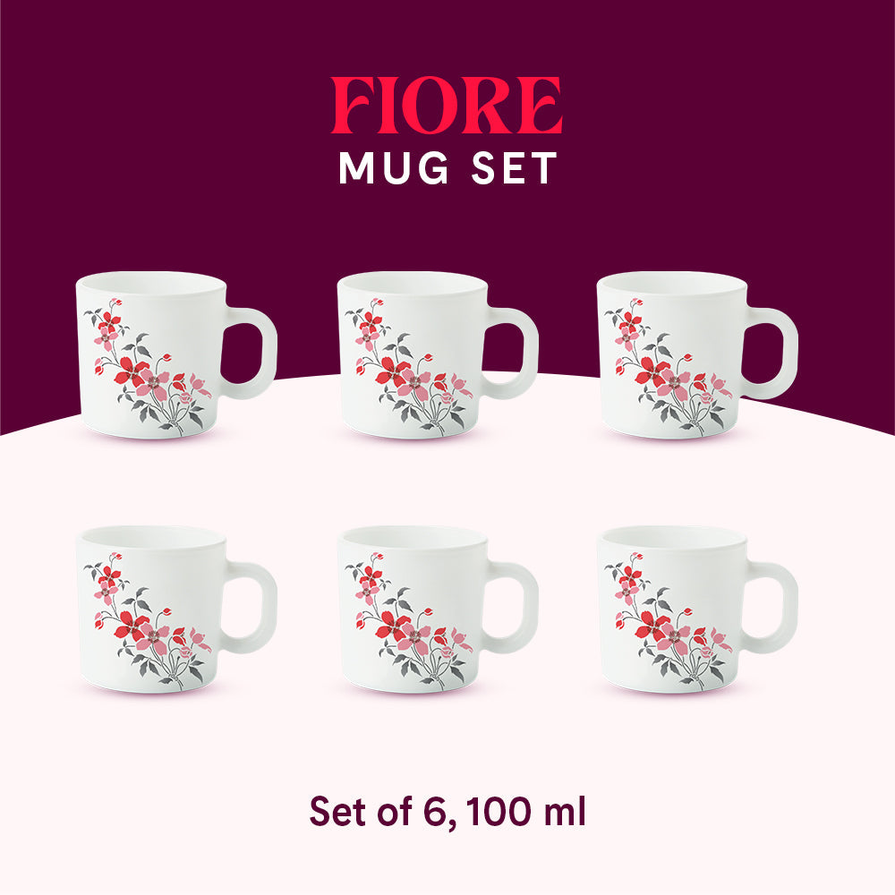 Borosil Larah Fiore Mug Set