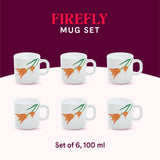 Borosil Larah Firefly Mug Set of 6, 100ml