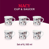 Borosil Larah Crysta Macy Mug Set of 6, 100ml