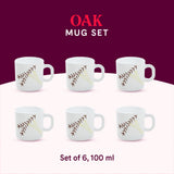 Borosil Larah Oak Mug, Set of 6, 100ml